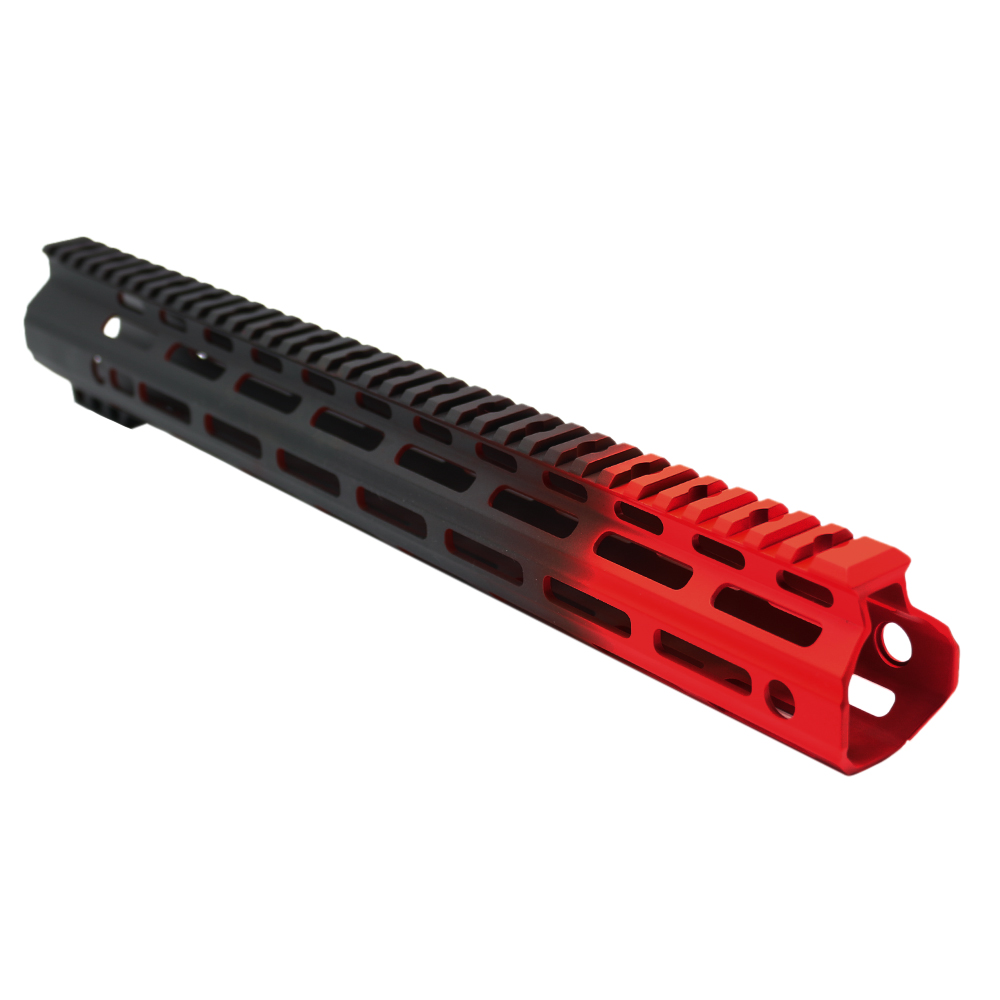 CERAKOTE GRADIENT| AR-15 ANGLE CUT CLAMP ON M-LOK 15 INCH HANDGUARD- BLACK BASE- GRADIENT- RED -MADE IN U.S.A
